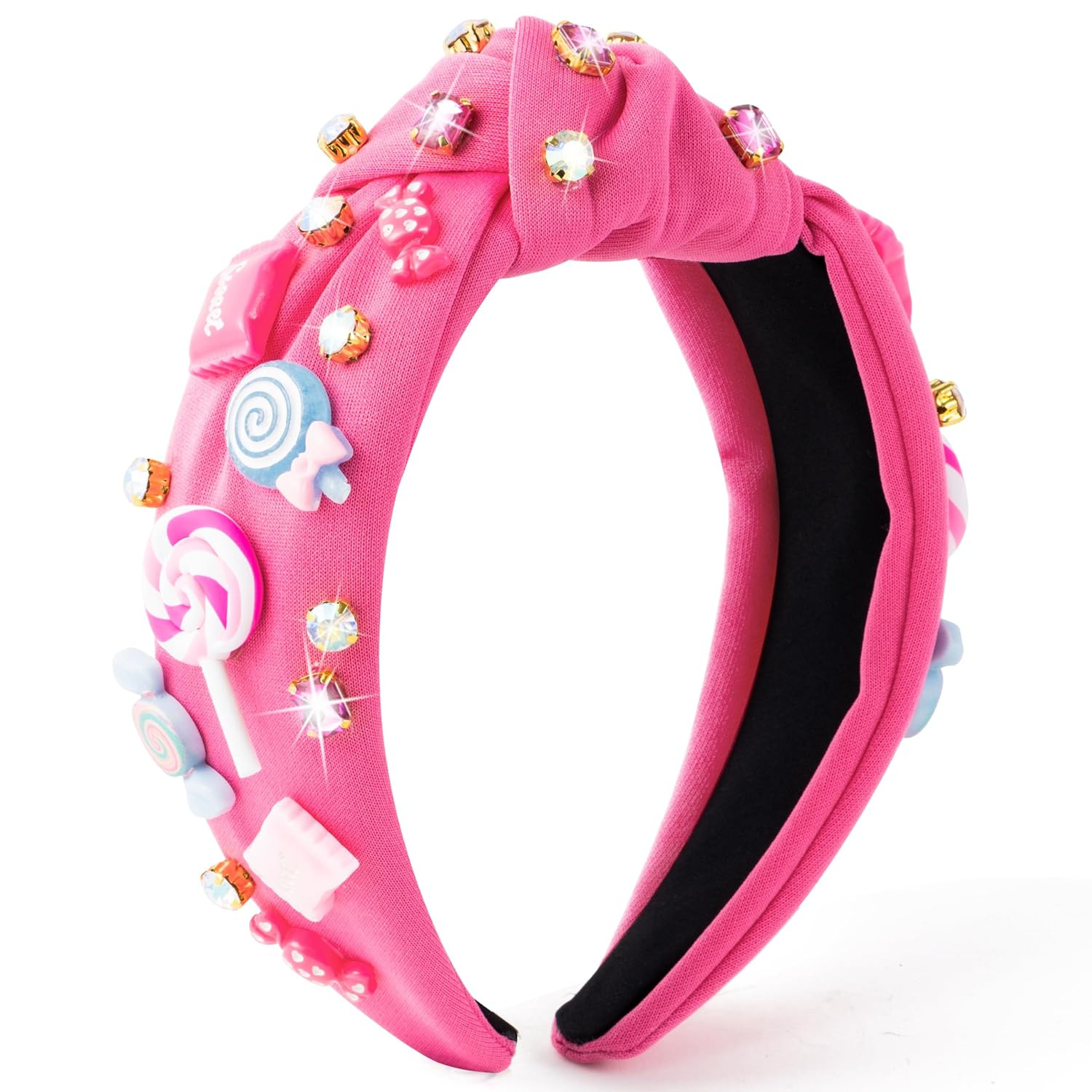 PANTIDE Candy Jeweled Knotted Headband - Sugar Lollipop Rhinestone Crystal Embellished Preppy Hea... | Amazon (US)