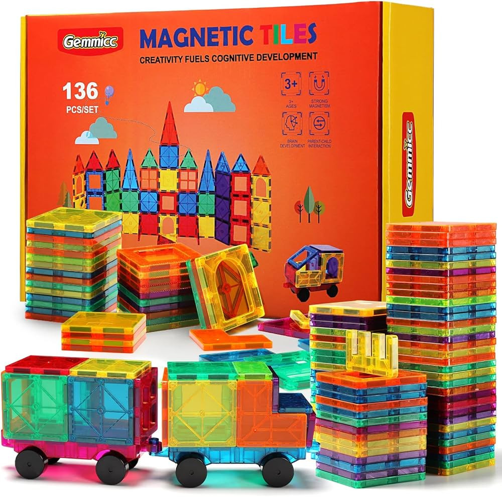 Gemmicc Magnetic Tiles, Deluxe 136 PCS Building Blocks Magnet Toys for Kids,3D Magnet Puzzles Sta... | Amazon (US)