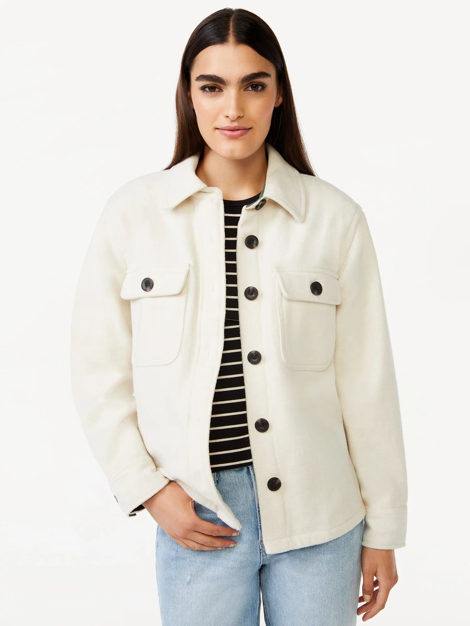 Free Assembly Women's Wool Blend Shirt Jacket | Walmart (US)