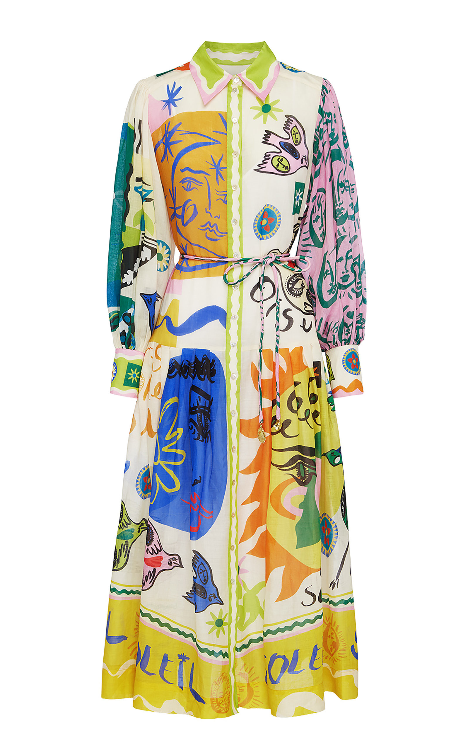ALÉMAIS - Women's Soleil Patchwork Shirt Dress - Multi - AU 6 - Moda Operandi | Moda Operandi (Global)
