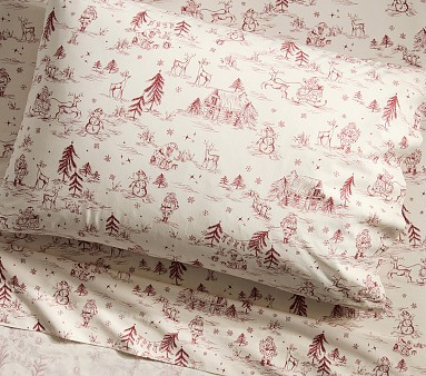 Chris Loves Julia Organic Christmas Toile Sheet Set | Pottery Barn Kids