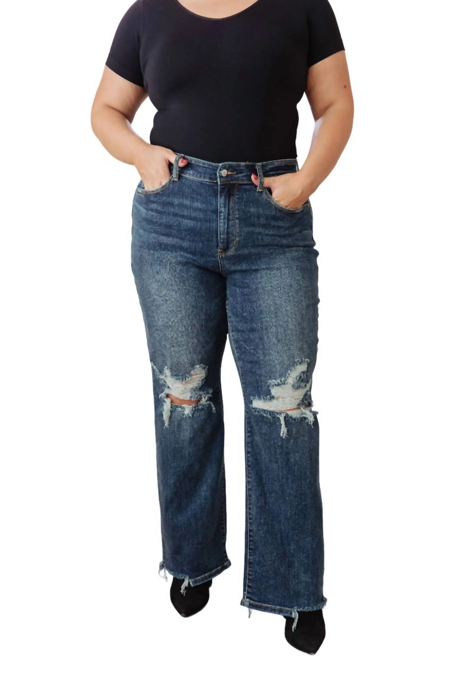 High Rise 90's Straight Jeans In Dark Wash | Shop Simon