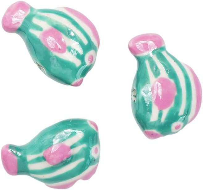 3pcs 1x1.7cm Cartoon Undersea Animals Fish Ceramic Beads Ceramic Handmade Material DIY Loose Bead... | Amazon (US)