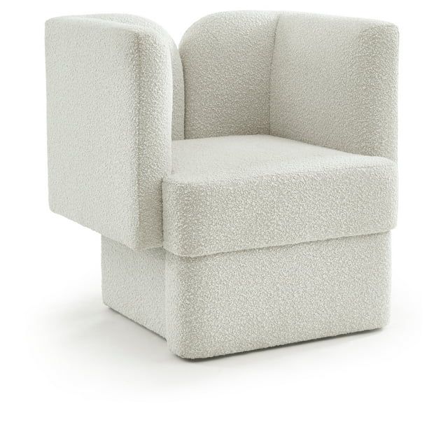 Meridian Furniture Marcel Boucle Fabric Upholstered Accent Chair in Rich Cream | Walmart (US)