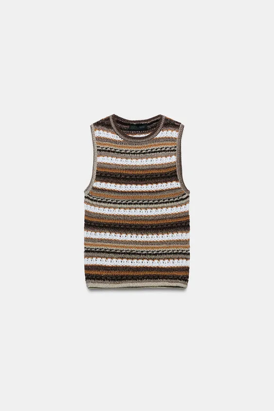 STRIPED TEXTURED KNIT TOP | Zara UK