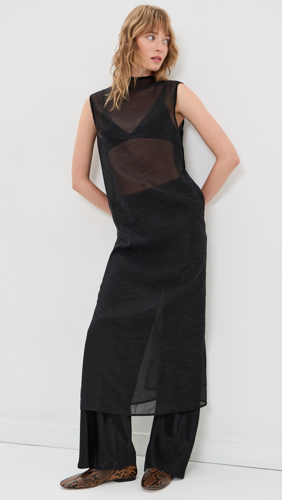VRG GRL Serena Sheer Maxi Dress Black M | Shopbop