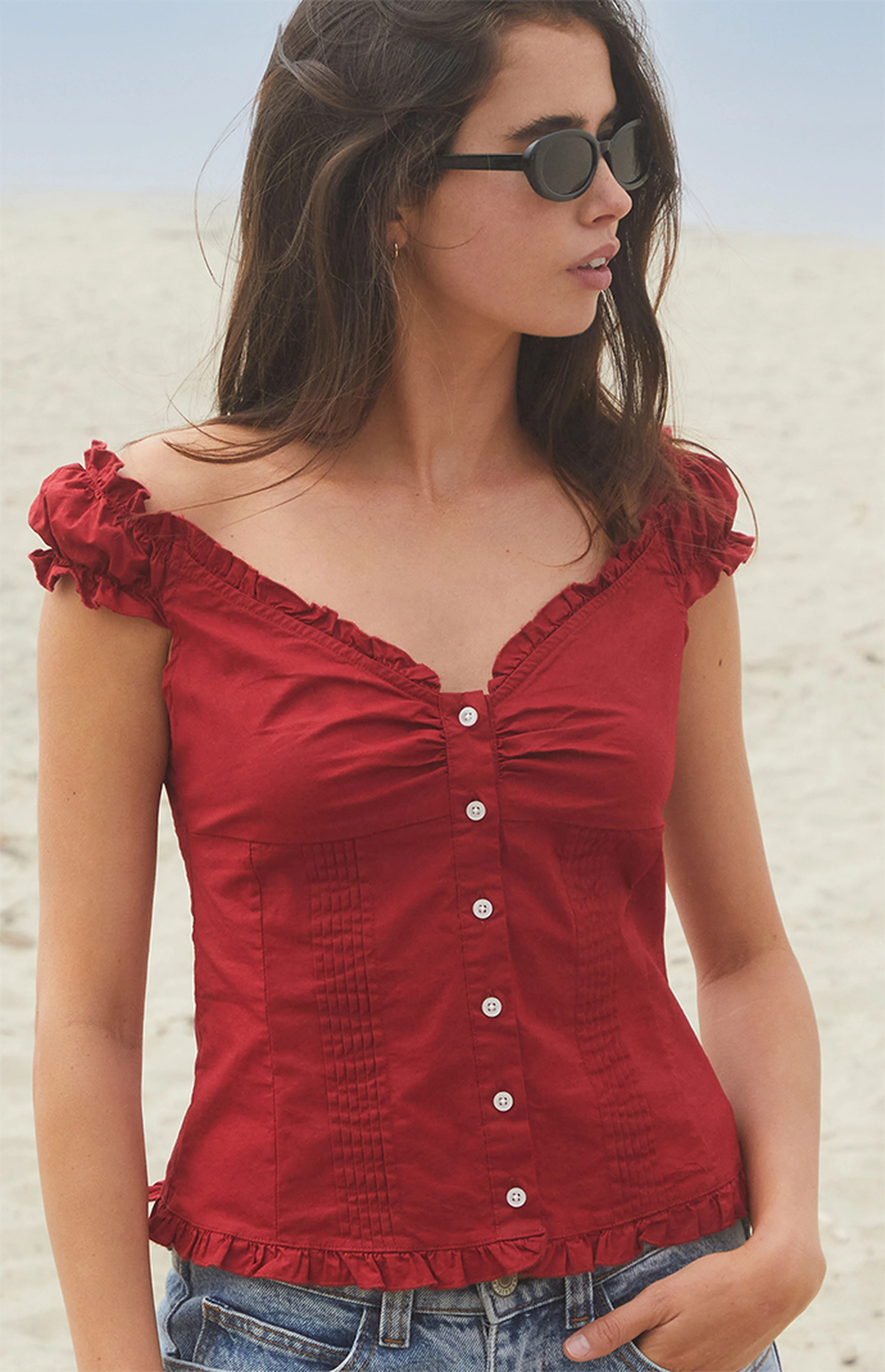 John Galt Red Elena Top | PacSun