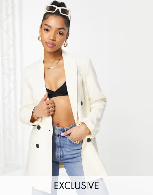Stradivarius oversized blazer in ecru | ASOS | ASOS (Global)