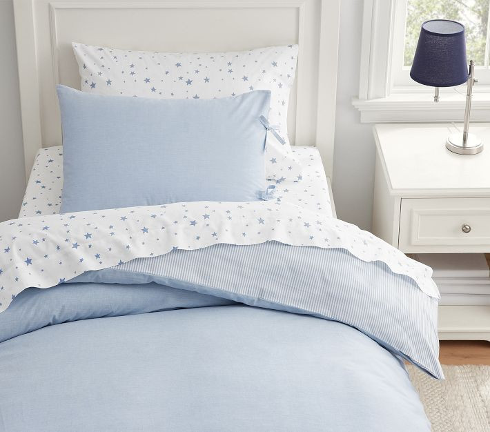 Chambray Reversible Organic Duvet Cover & Shams | Pottery Barn Kids