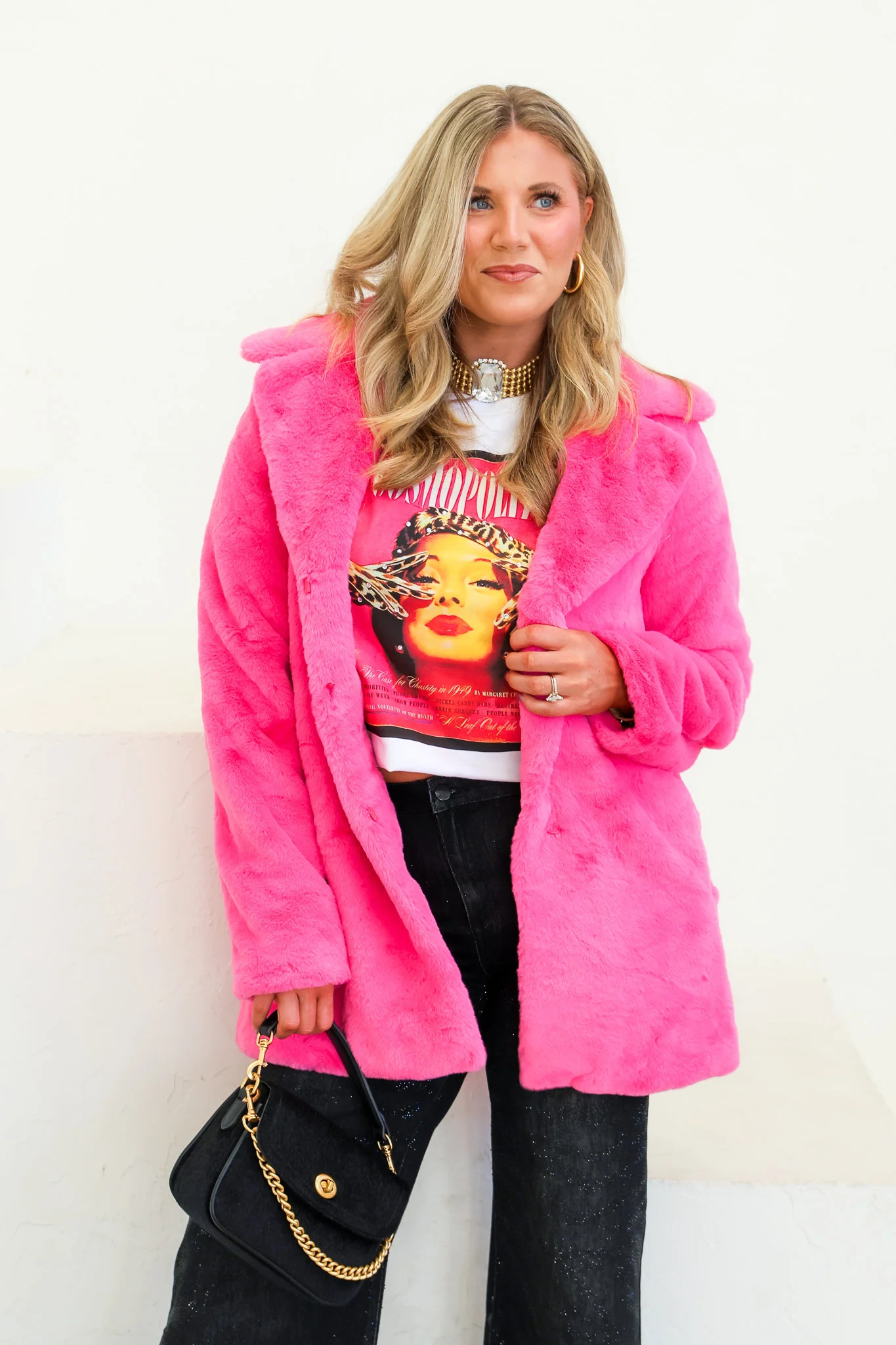 Beatrice Pink Faux Fur Long Sleeve Jacket | The Willow Tree