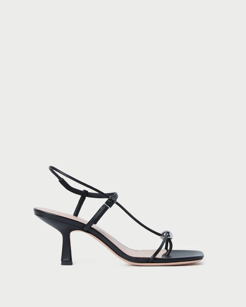 Triana Black Leather Mid-Heel Sandal | Loeffler Randall