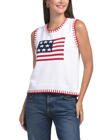 Cotton American Flag Sleeveless Sweater | TJ Maxx
