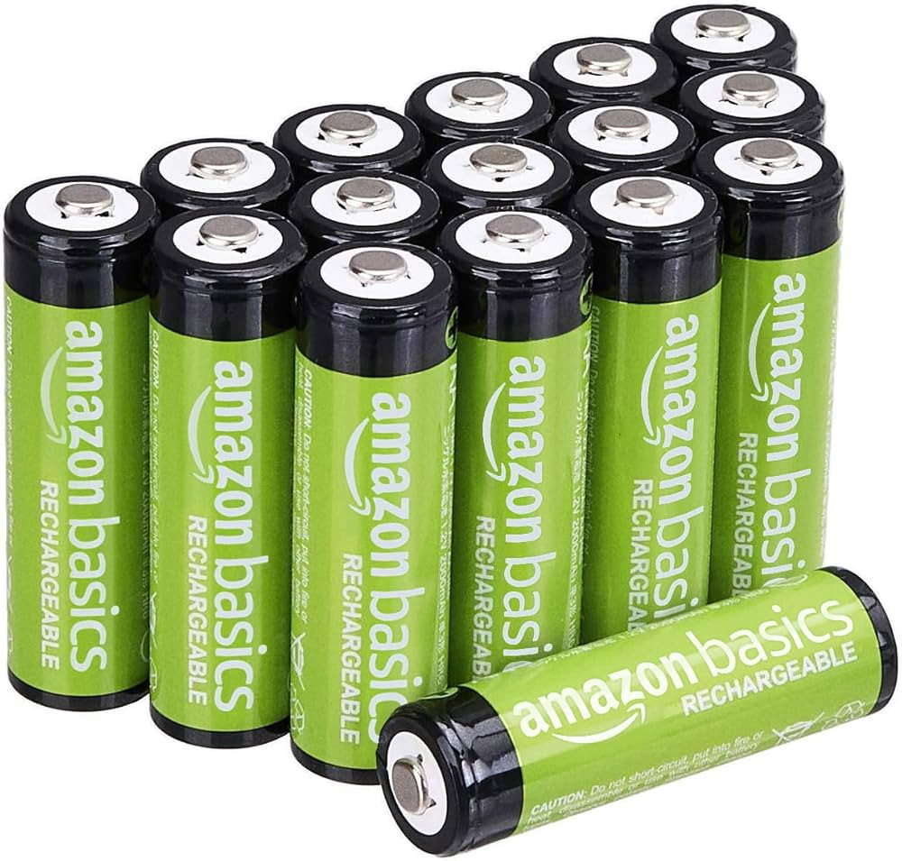 Amazon Basics 16-Count Rechargeable AA NiMH Batteries, 2000 mAh, Recharge up to 1000x Times, Pre-... | Amazon (US)