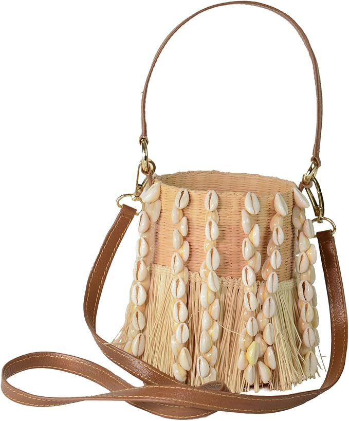 Amazon.com: SENSI STUDIO, Frayed Seashell Bucket, Beige and Natural : Luxury Stores | Amazon (US)