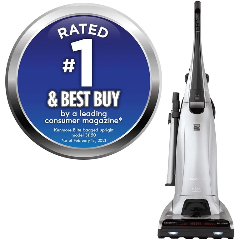 Kenmore Elite 31150 Beltless Pet Friendly Bagged Upright Vacuum, 22.62lbs - Silver | Walmart (US)