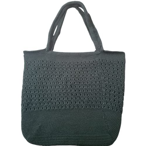 XL Crochet Tote, XL Tote Bag, Hand Crochet Bag, Tote Bag, Lined Crochet Tote Bag (X-Large, Black) | Amazon (US)