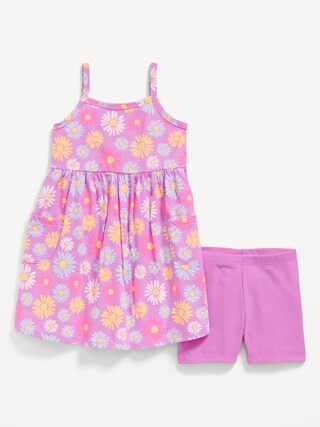 Printed Sleeveless Dress and Biker Shorts Set for Toddler Girls | Old Navy (US)