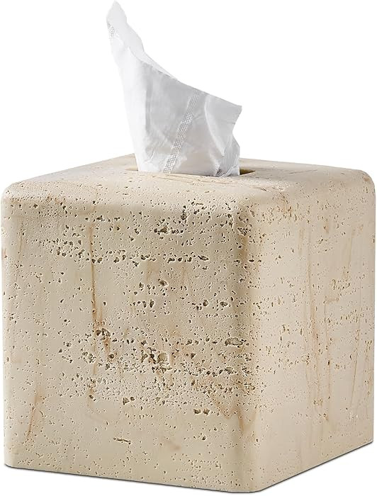 Natural Travertine Textures Tissue Box Cover Square for Home Decor,Resin Heavy Tissue Box Holder ... | Amazon (US)