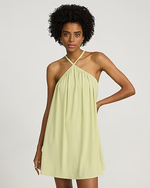 Halter Sleeveless Mini Trapeze Dress | Express