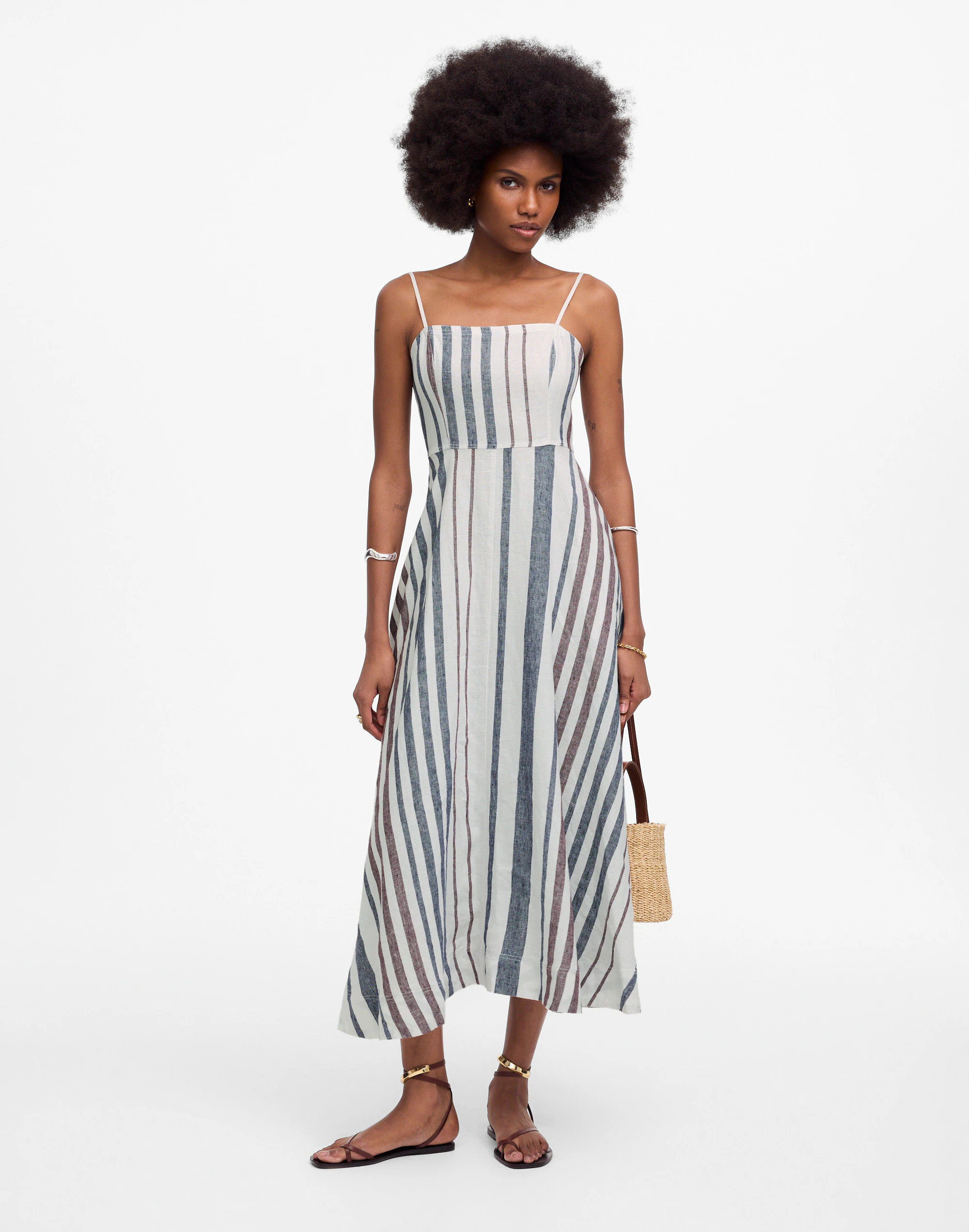 Striped Circle Maxi Dress in 100% Linen | Madewell