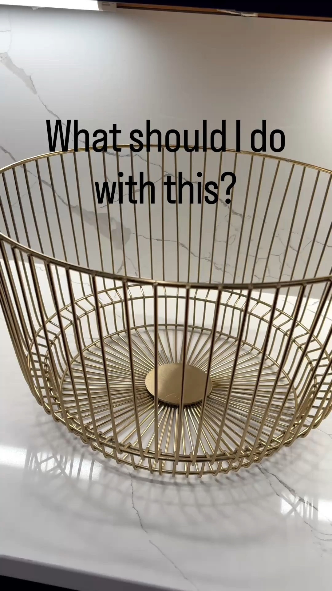 This gold wire basket is so pretty! What the heck am I going to do with it? 
Mail catcher? No. 
Dachshund? Definitely not.
Cozy faux fur blanket storage? 
Ding Ding Ding!
So many great uses from a laundry basket, pillow storage, towel holder…this list goes on.
How would you use it?

#LTKHome