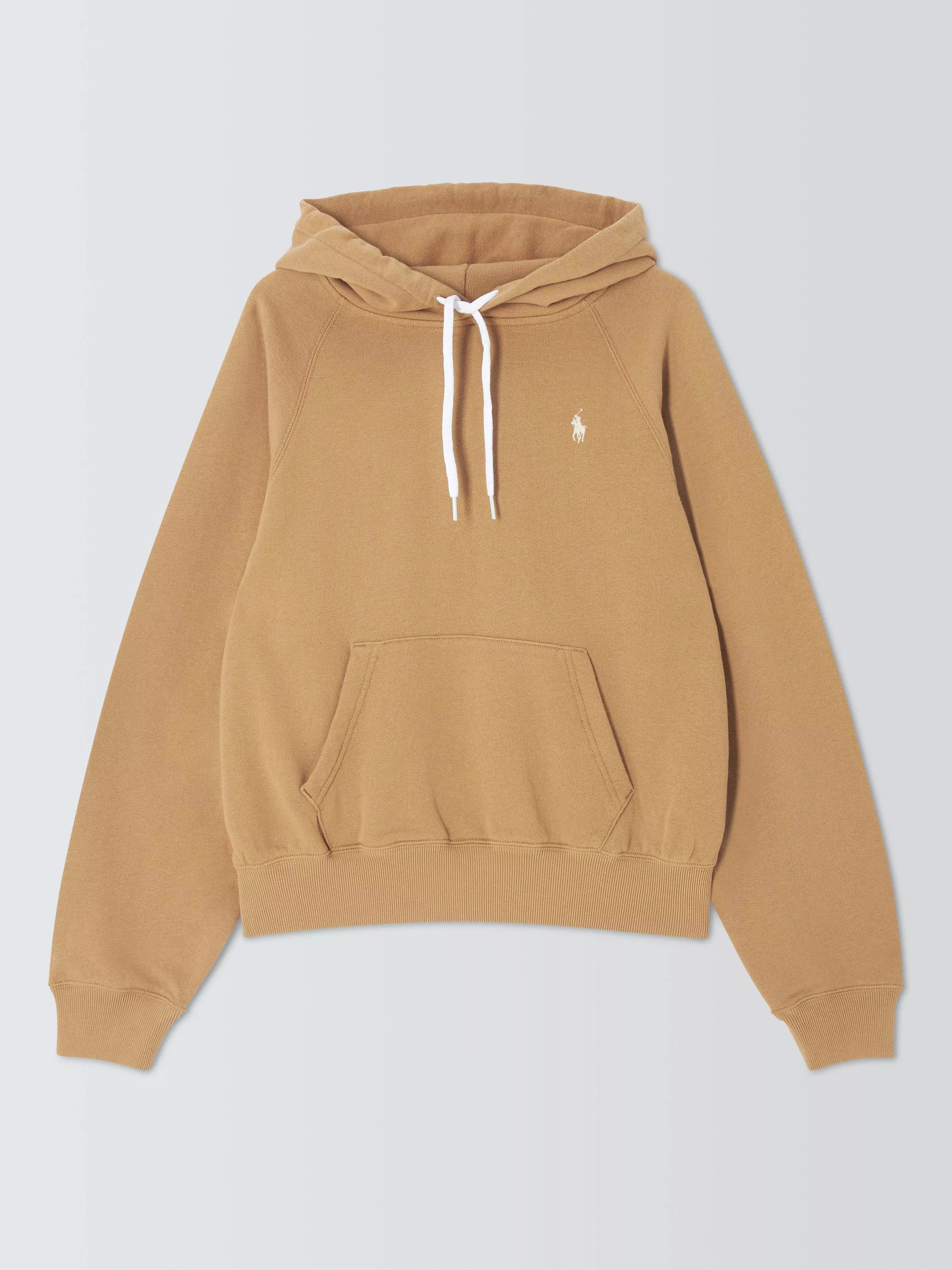 Polo Ralph Lauren Shrunken Fit Cotton Blend Hoodie, Classic Camel | John Lewis (UK)