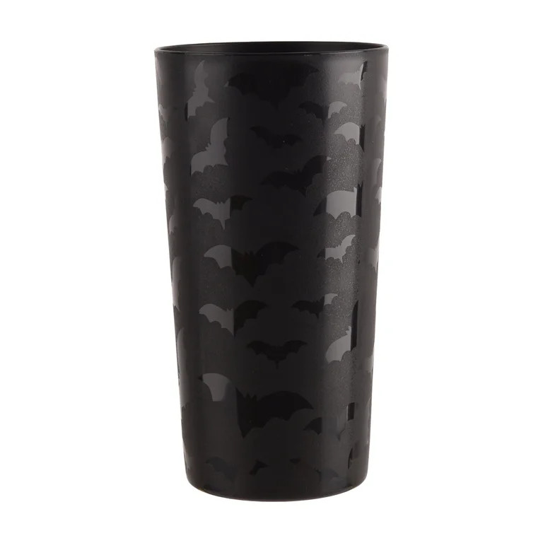 Mainstays 26 Ounce Round Plastic Etched Bat Tumbler, Black | Walmart (US)