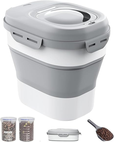 30-35 Lbs Dog Food Storage Container Collapsible Dog Food Container with Airtight Lids, Wheels, S... | Amazon (US)