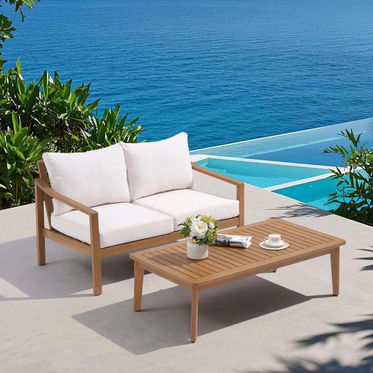 Ebern Designs Vanover 2 - Person Outdoor Seating Group With Cushions & Reviews | Wayfair | Wayfair North America