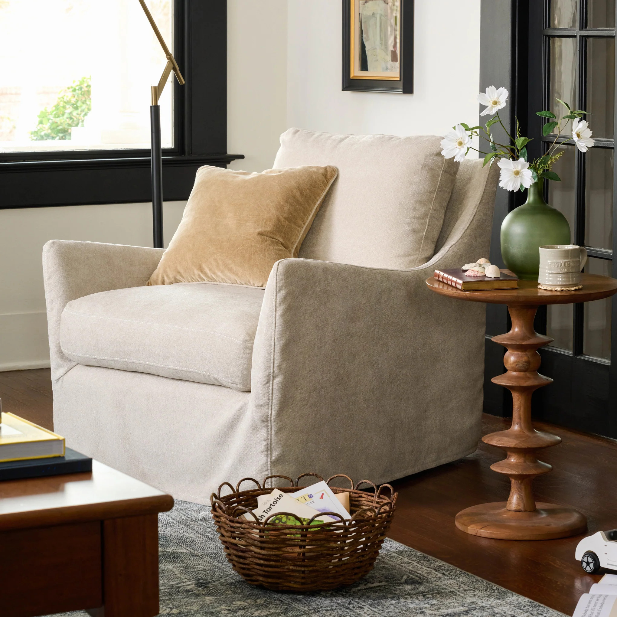 Sabine Slipcover Swivel Chair | Magnolia
