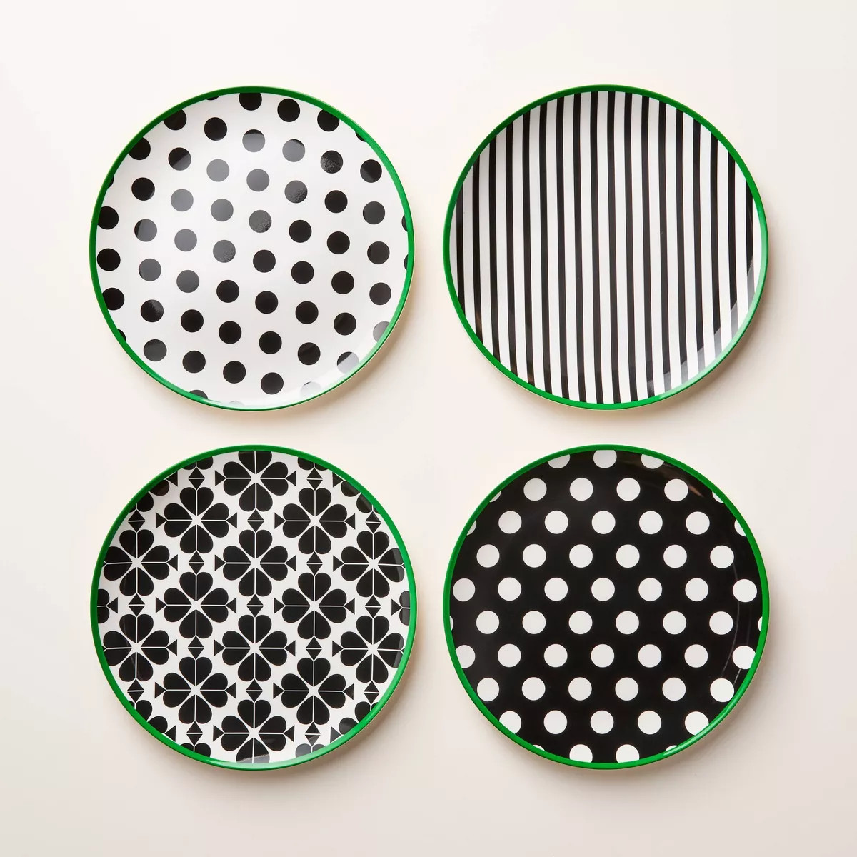 4pc Melamine Plate Set Black/Cream/Green - kate spade new york x Target | Target