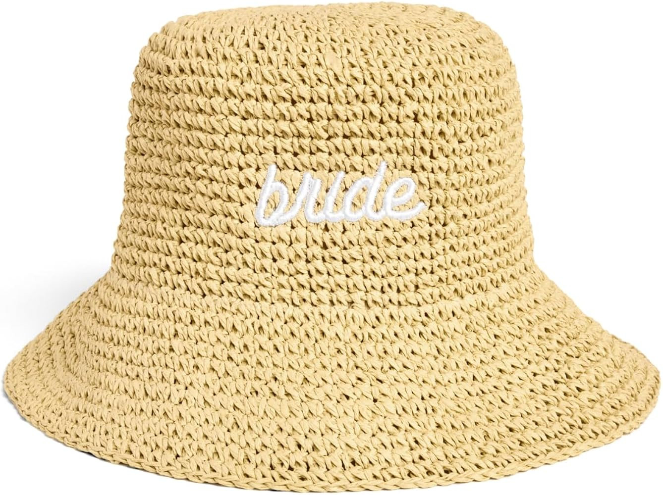 xo, Fetti Bride Straw Bucket Hat | Beach Bachelorette Accessory, Bridal Headwear, Bach Party Deco... | Amazon (US)