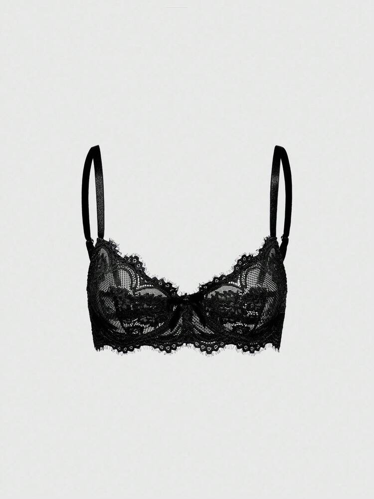 ROMWE Goth Women's Fashion Floral Lace Underwire Triangle Cup Bra | SHEIN