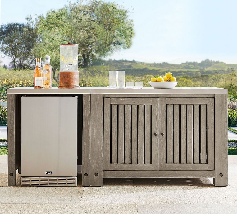 Abbott Outdoor Acacia Kitchen Convertable Refrigerator & Double Door Cabinet | Pottery Barn (US)