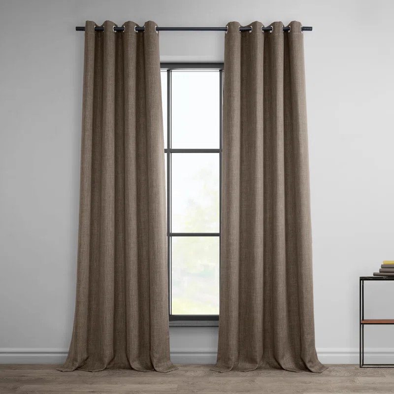 Oneridge Room Darkening Faux Linen Curtains for Bedroom Grommet Living Room Curtain for Window Si... | Wayfair North America