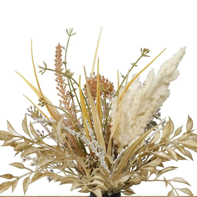 Home Decor Collection Flora Bunda 14" Artificial Fall Floral Arrangement in Matte Black Ceramic V... | Walmart (US)