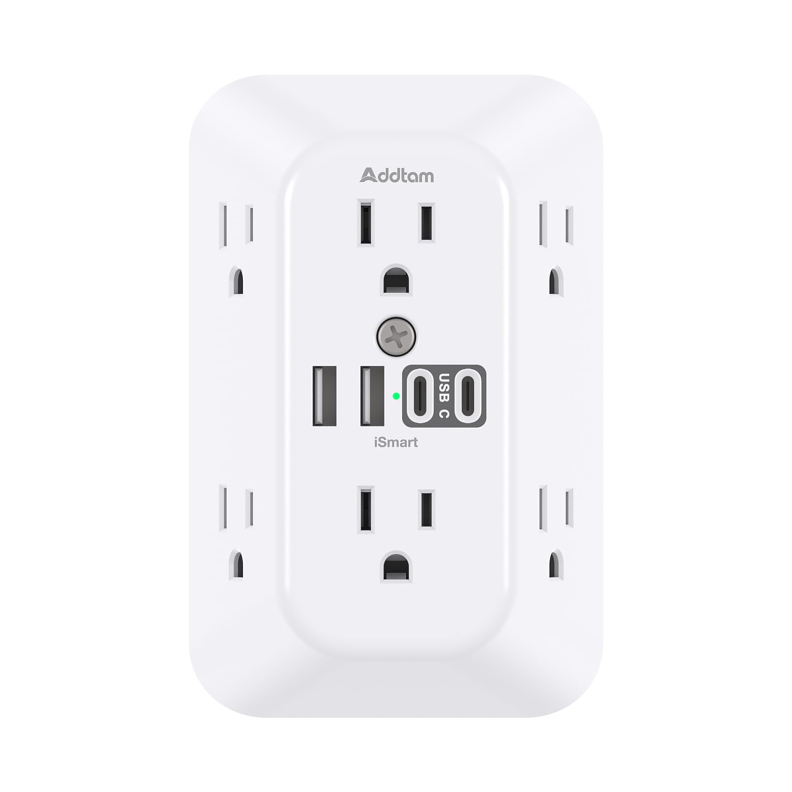 Addtam Surge Protector Outlet Extender, 6-Outlet Splitter with 4 USB Wall Charger(2 USB-C Ports),... | Amazon (US)
