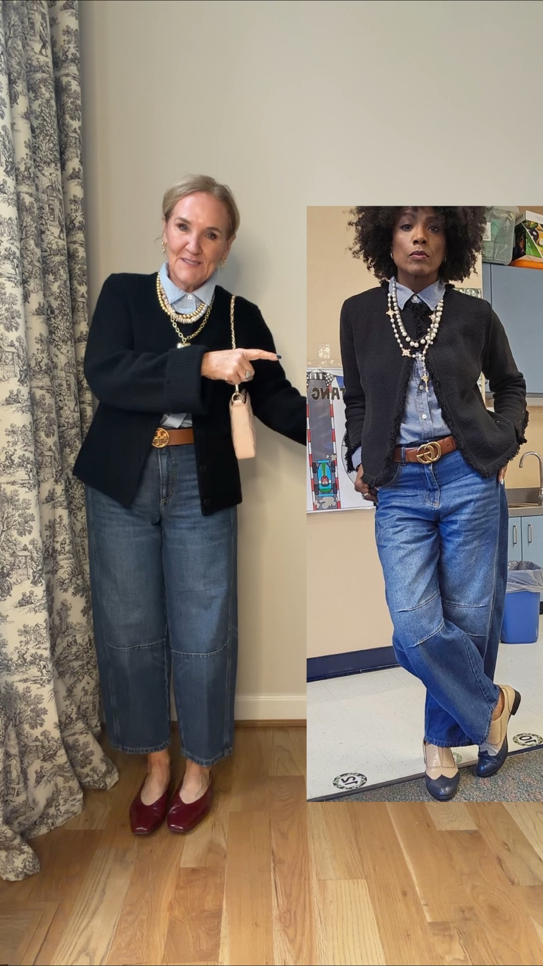 Pinterest inspired but styled by me! 
Quince sweater size medium I tack the sleeves back with a micro stitch gun 
Blouse size medium 
Jeans 29 petite 
Shoes true to size 
Bag is a gorgeous quilted leather! 
Assorted jewelry I’ll link some options 

#LTKPetite #LTKOver40 #LTKWorkwear