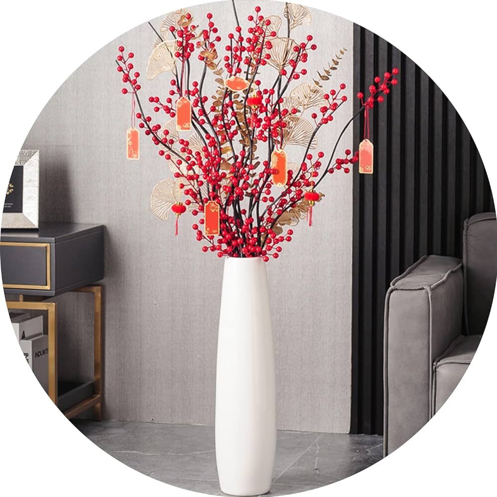 White Ceramic Floor Vase 17.7 Inches Tall Flower Holder Decorative Large Vases for Table Centerpi... | Amazon (US)