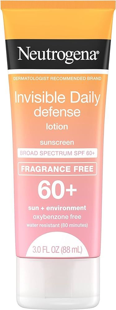Neutrogena Invisible Daily Defense Fragrance-Free Sunscreen Lotion, Broad Spectrum SPF 60+, Oxybe... | Amazon (US)