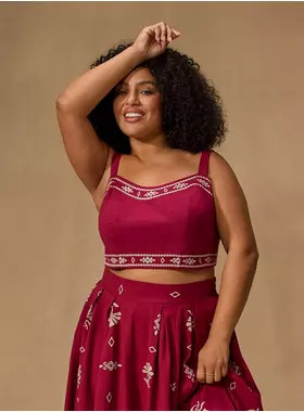 Belle Isle Embroidered Sweetheart Crop Top | Torrid (US & Canada)