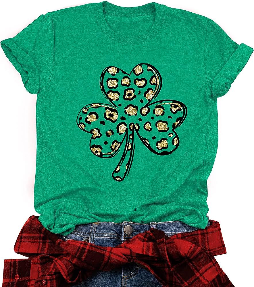 St. Patrick's Day Shirts for Women Shamrock T Shirt St. Paddys Day Lucky Green Clover Short Sleev... | Amazon (US)
