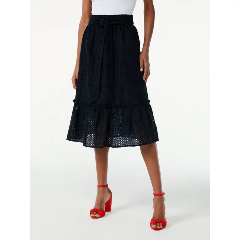 Scoop Women's Bow Tie Tier Midi Skirt | Walmart (US)