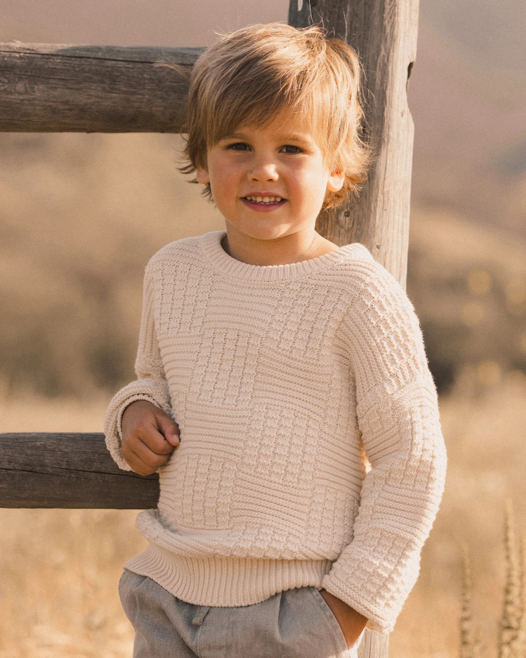 Aspen Sweater || Natural Check | Rylee + Cru