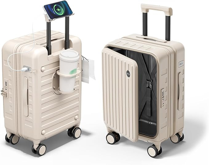 Expandable Lightweight PC Hard Shell Suitcase, 24-inch Luggage with TSA Lock, Top Opening & Cup H... | Amazon (US)