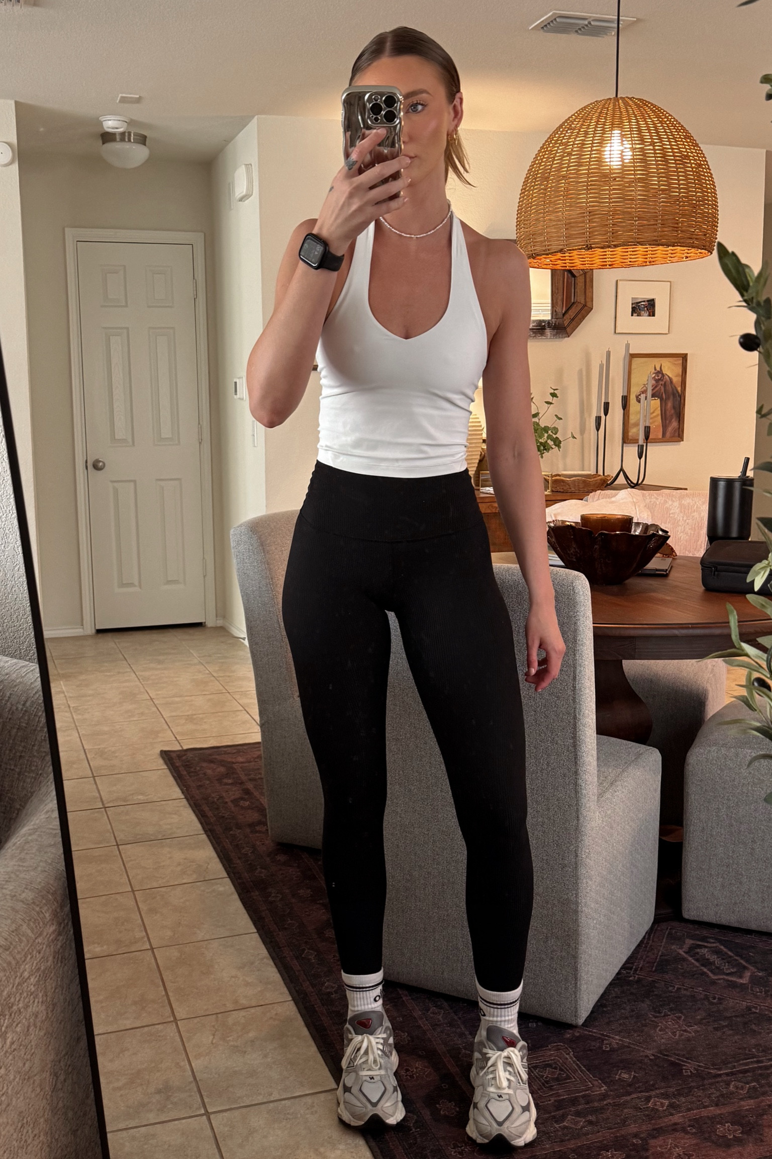 Gym ootd! I wear this top (in multiple colors) MULTIPLE times a week I love it that much! The halter neck is just so flattering and the fit and feel is so good! I’m wearing a 4 in the tank and a 4 in the leggings! Sneakers are tts! #morganiverson #gym #active #fitness #ootd #spring #summer #sneakers

#LTKFindsUnder100 #LTKFitness #LTKActive