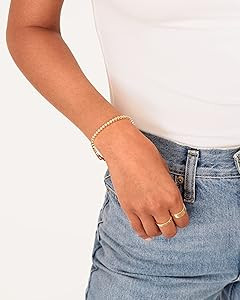 Amazon.com: PAVOI 14K Yellow Gold Plated 2mm Cubic Zirconia Honeycomb Tennis Bracelet | Gold Brac... | Amazon (US)