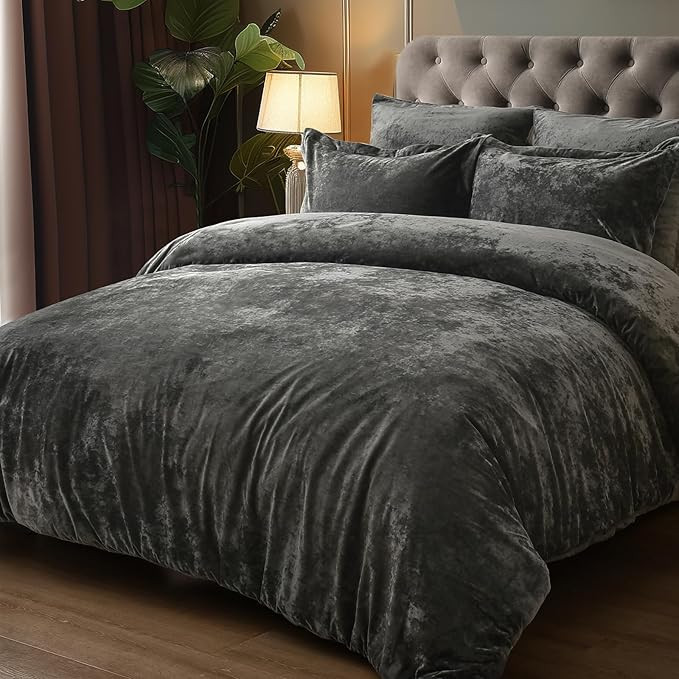 PHF Velvet Comforter Set King Size, 5 Piece Soft Luxury Textured Bedding Comforter Sets, Fluffy B... | Amazon (US)