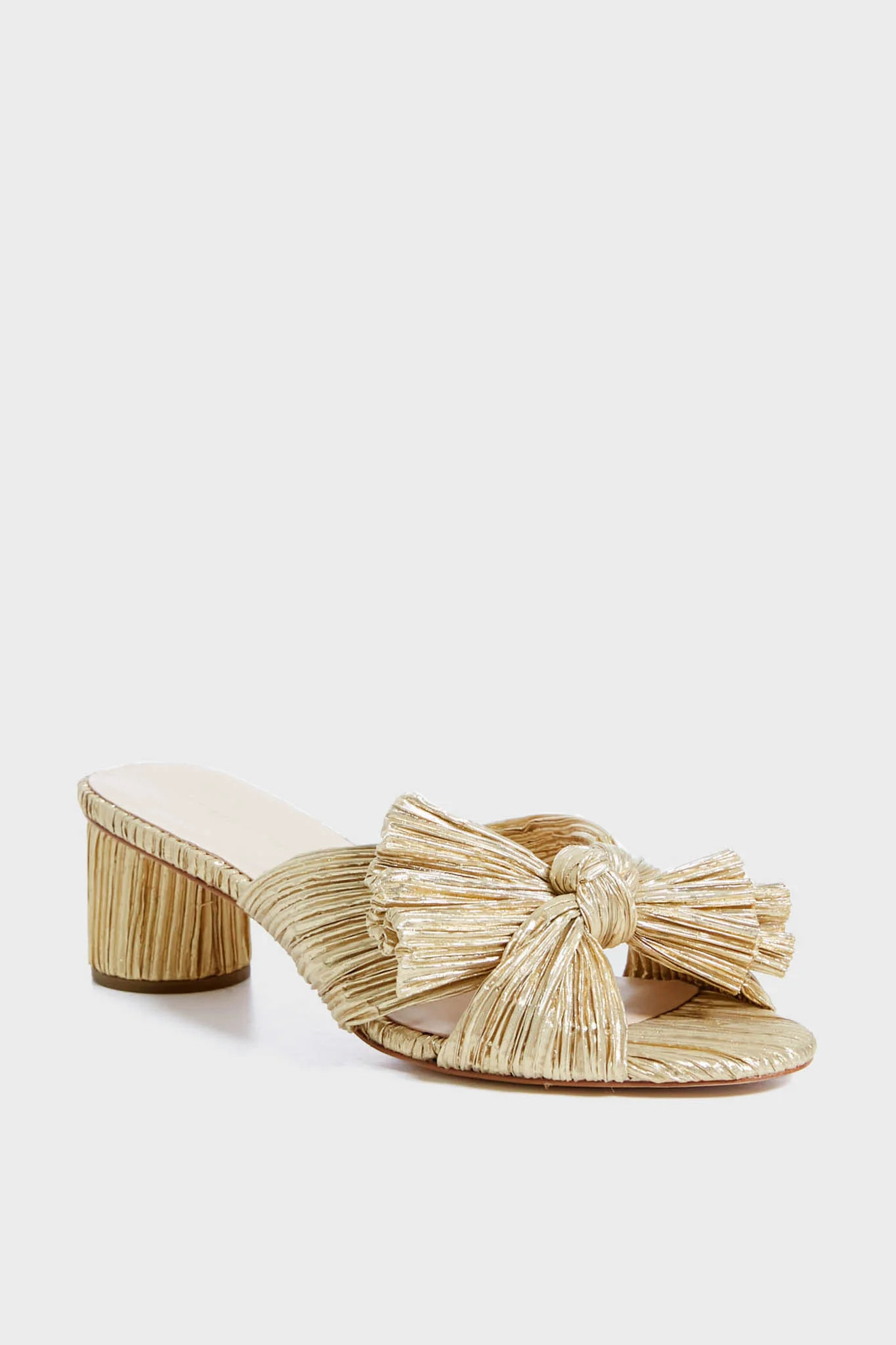 Gold Emilia Pleated Knot Mules | Tuckernuck (US)