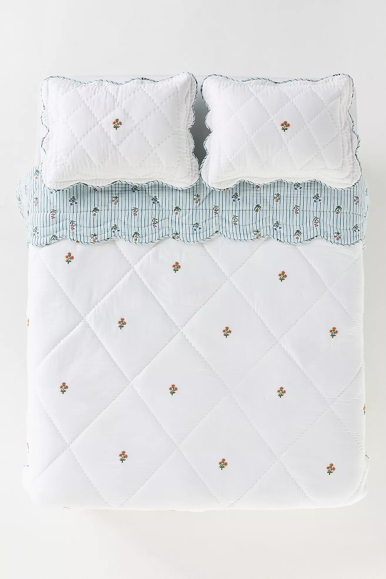 Parker Cotton Floral Icon Embroidered Quilt | Anthropologie (US)